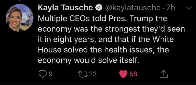Kayla Tausche tweets about Trumps interaction with CEOs