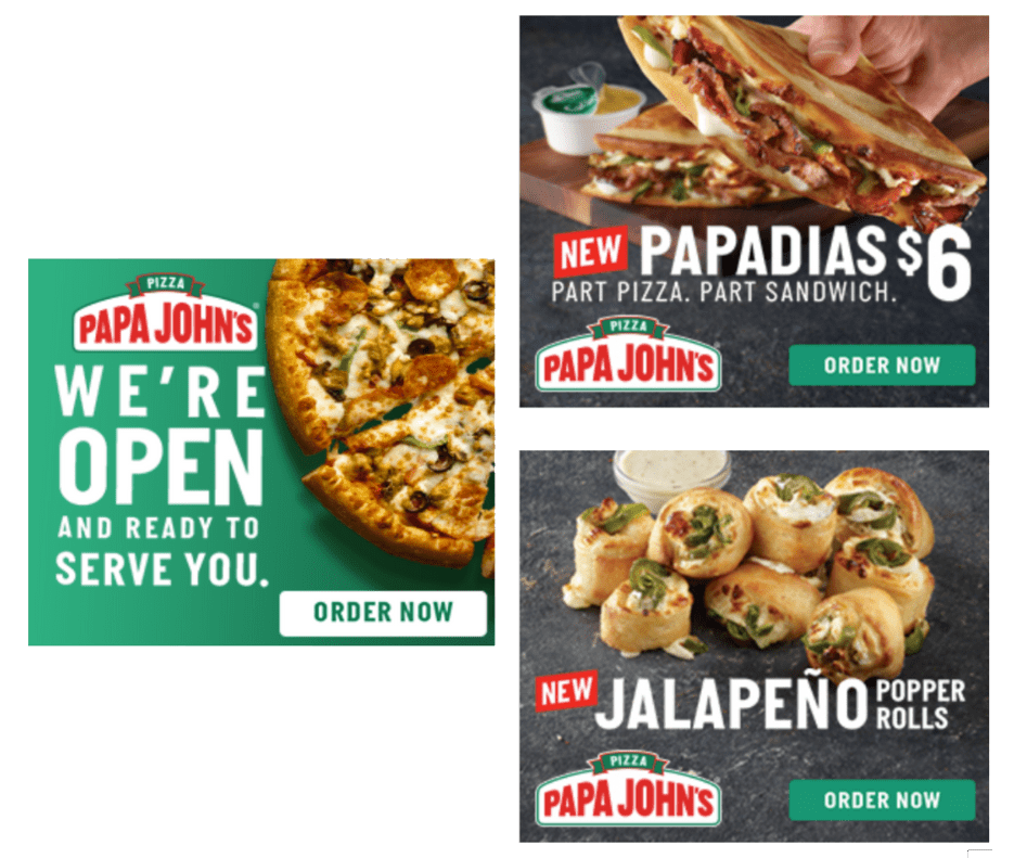 Papa John's Pizza banner advertising