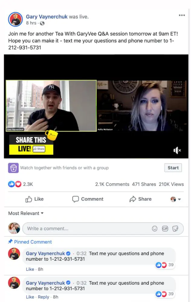 Gary Vaynerchuk Facebook live