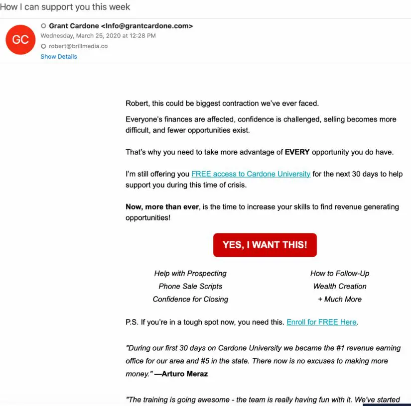 Email marketing during recession