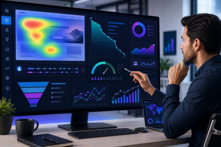 Monitor user behavior with analytics and heatmaps to improve landing page performance, conversion rates, and ROAS.