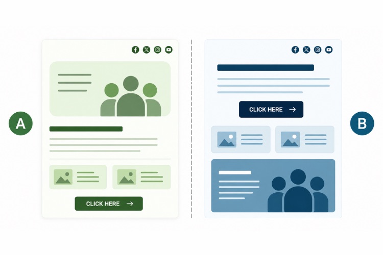 Side-by-side A/B comparison of two ad creative versions used in creative testing