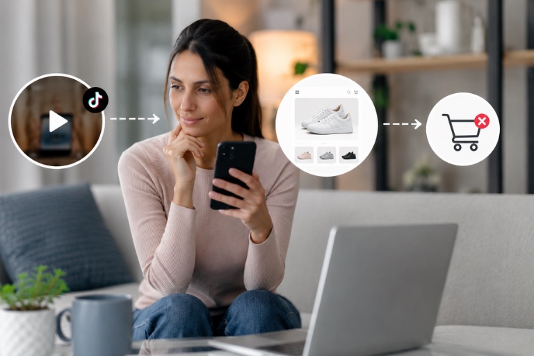 Grid of diverse potential customers reached by a TikTok ad who have not yet converted